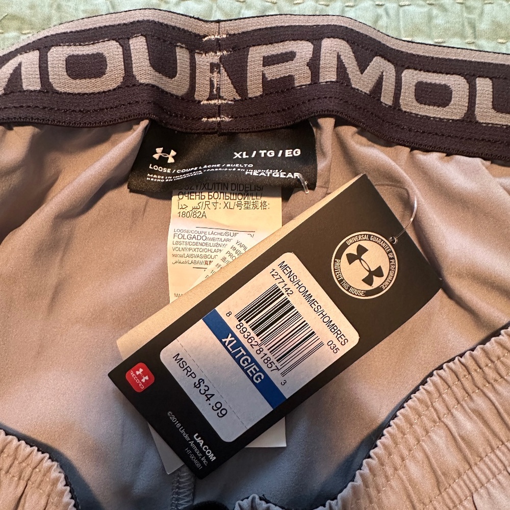 Under Armor Mens XL Heat Gear Shorts NWT - Grey
